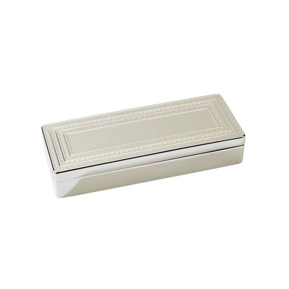 NEW CREATIVE GIFTS INTERNATIONAL rectangular lift-top jewelry box in silver - Picture 1 of 3